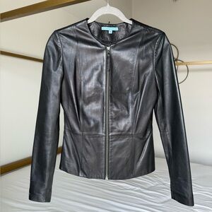 Antonio Melani Black Leather Jacket XS Buttery Soft Genuine Leather Moto Blazer